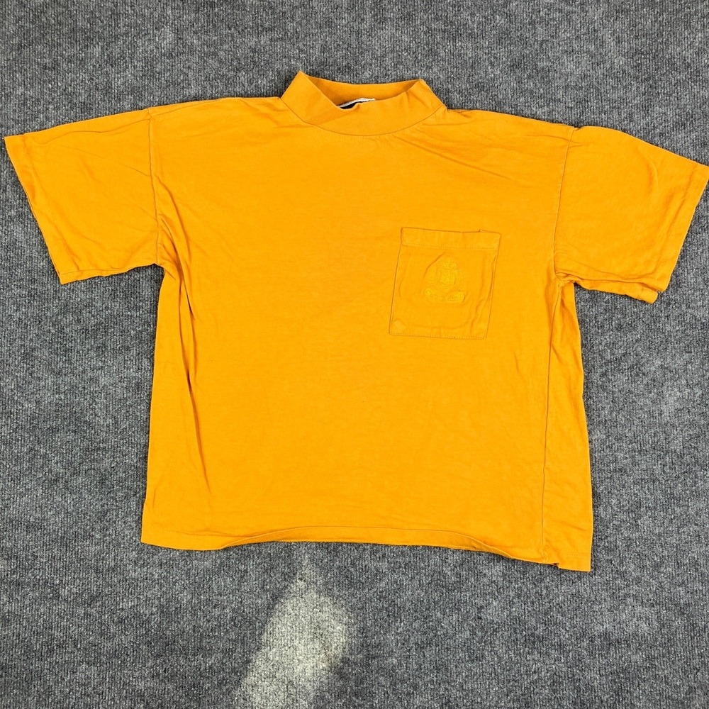 Ranisformer T-Shirt Women's Size Medium Orange Pocket Mock Neck Peru 100% Cotton